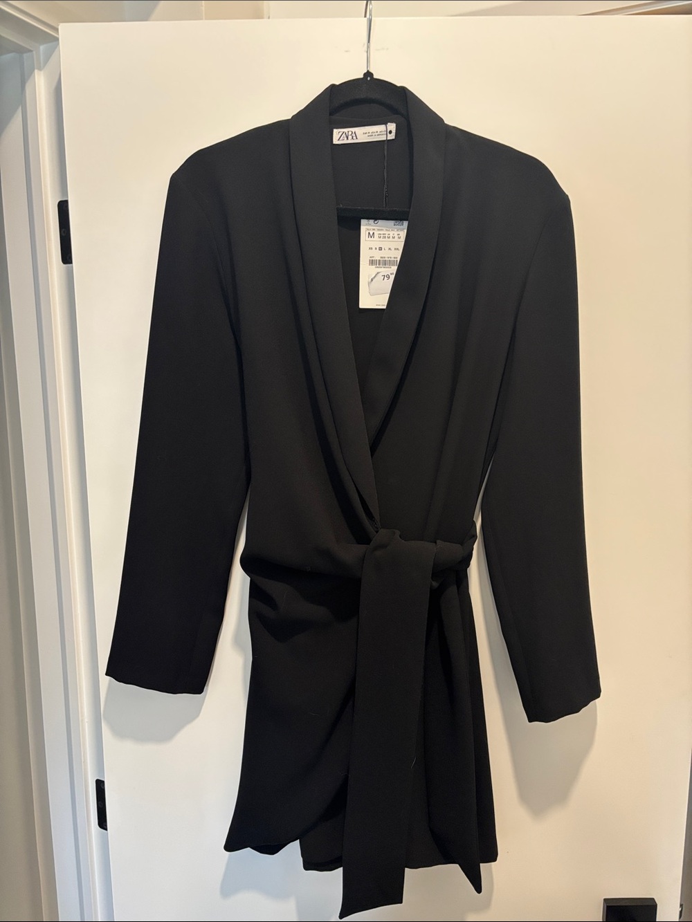 Zara Black Wrap Robe with Self-Tie Belt